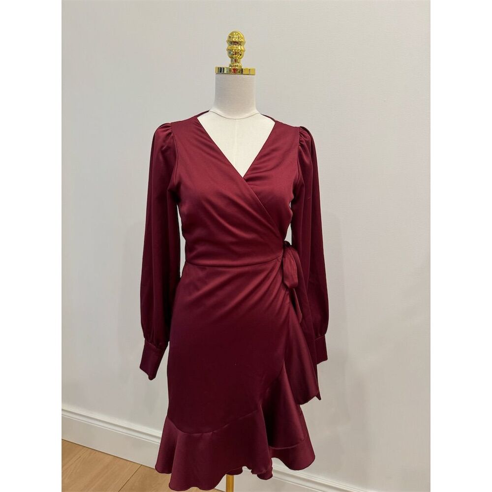 Stylecheat Women's Purple Satin Wrap Mini Dress Size 6 Party Cocktail